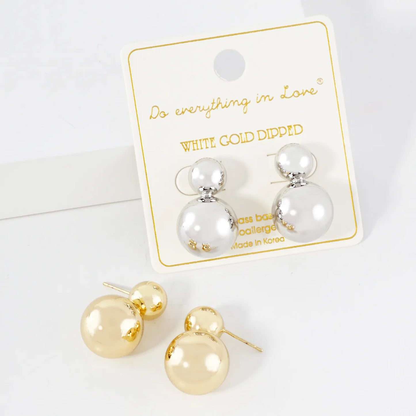 Polished Hollow Double Circle 14K-Gold-Dipped Brass Earrings