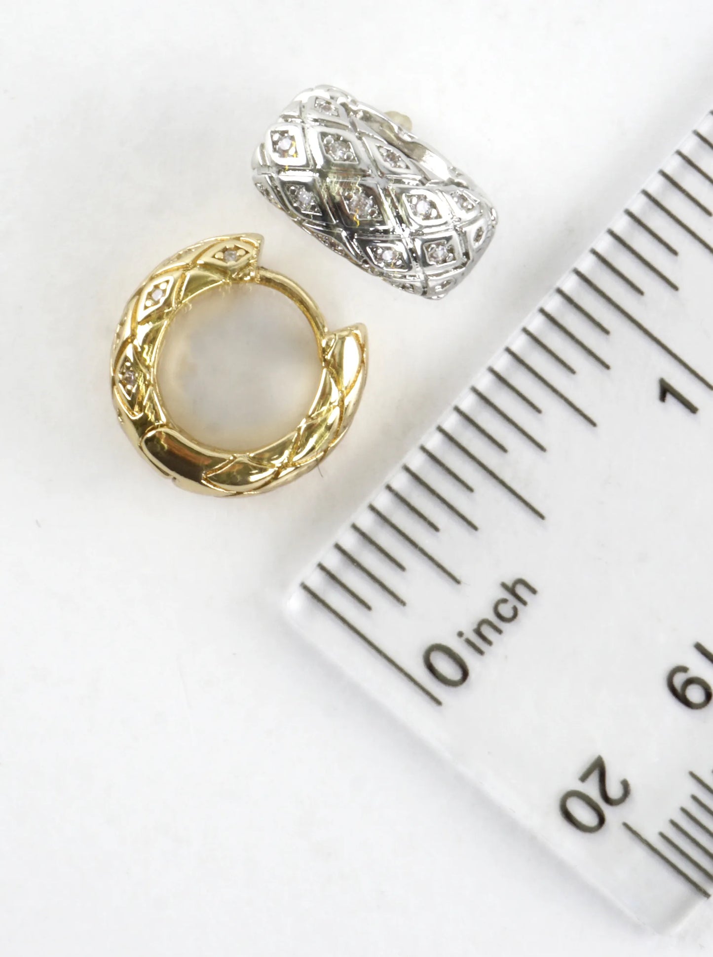 Polished Lattice Huggie Hoop Earrings