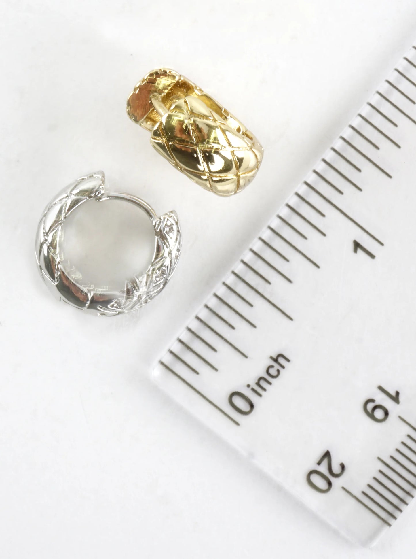 Polished Lattice Huggie Hoop Earrings