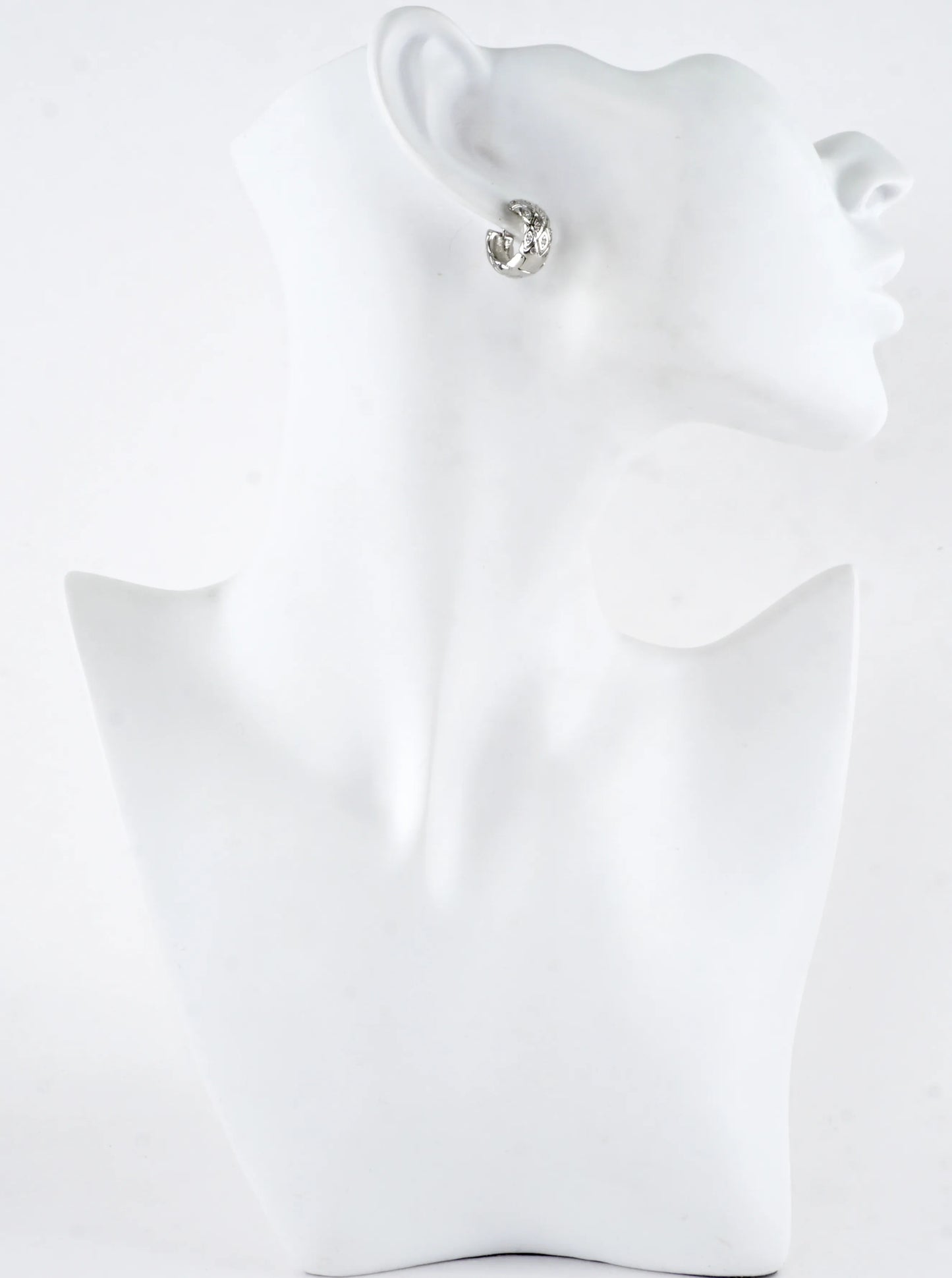 Polished Lattice Huggie Hoop Earrings