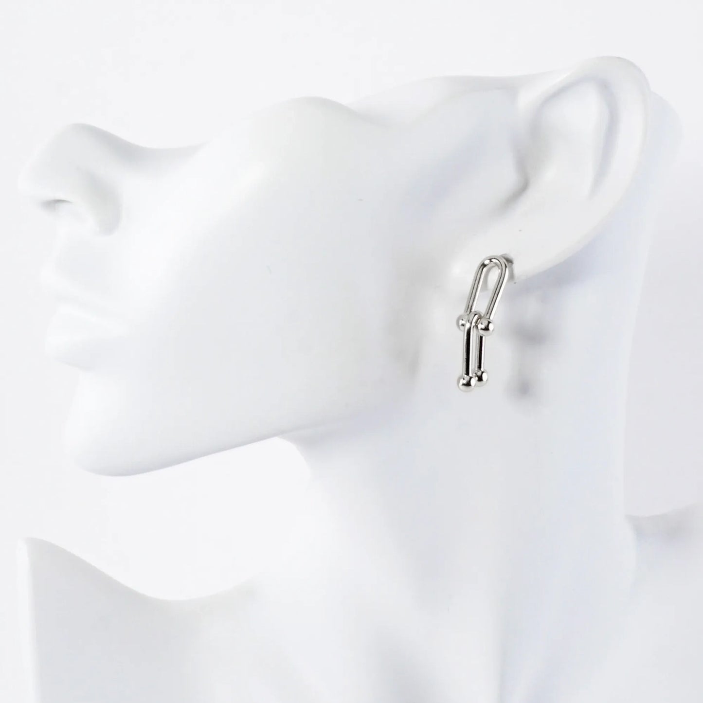 Polished Linked U-Shaped Chain Design 14K-Gold-Dipped Brass Earrings