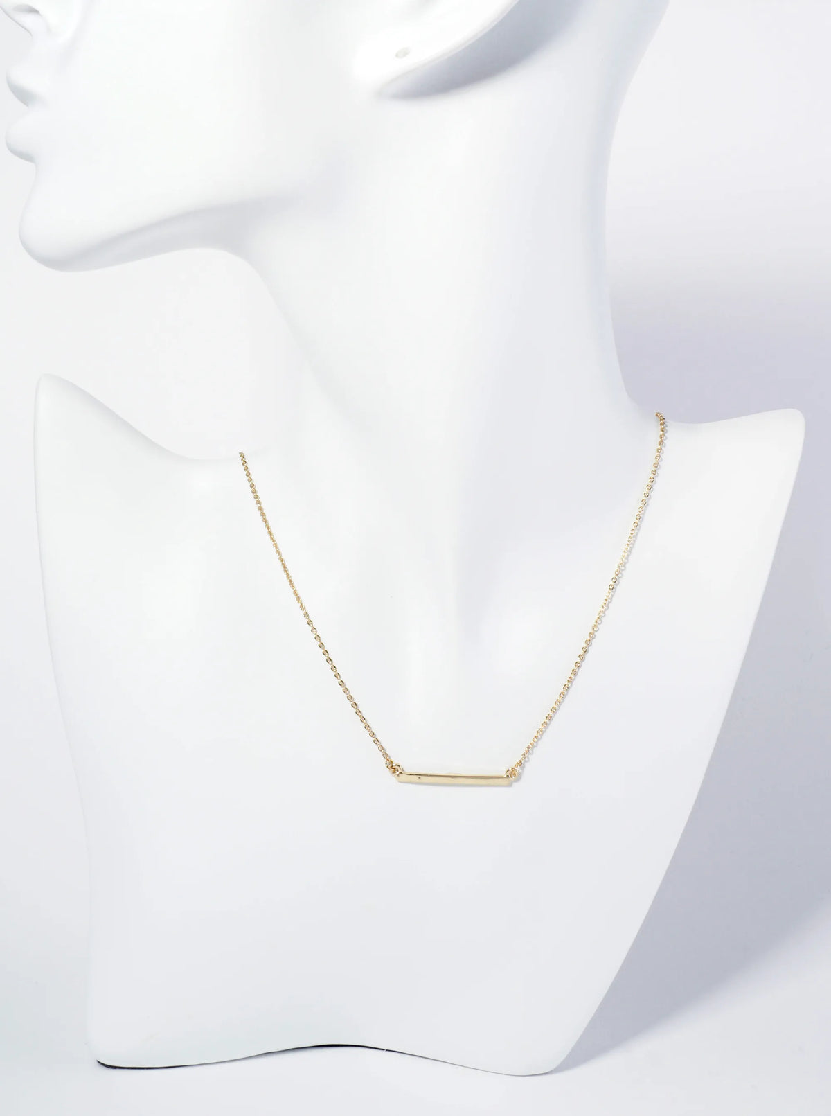 Polished Metal 1 Inch Horizontal Bar Pendant Necklace