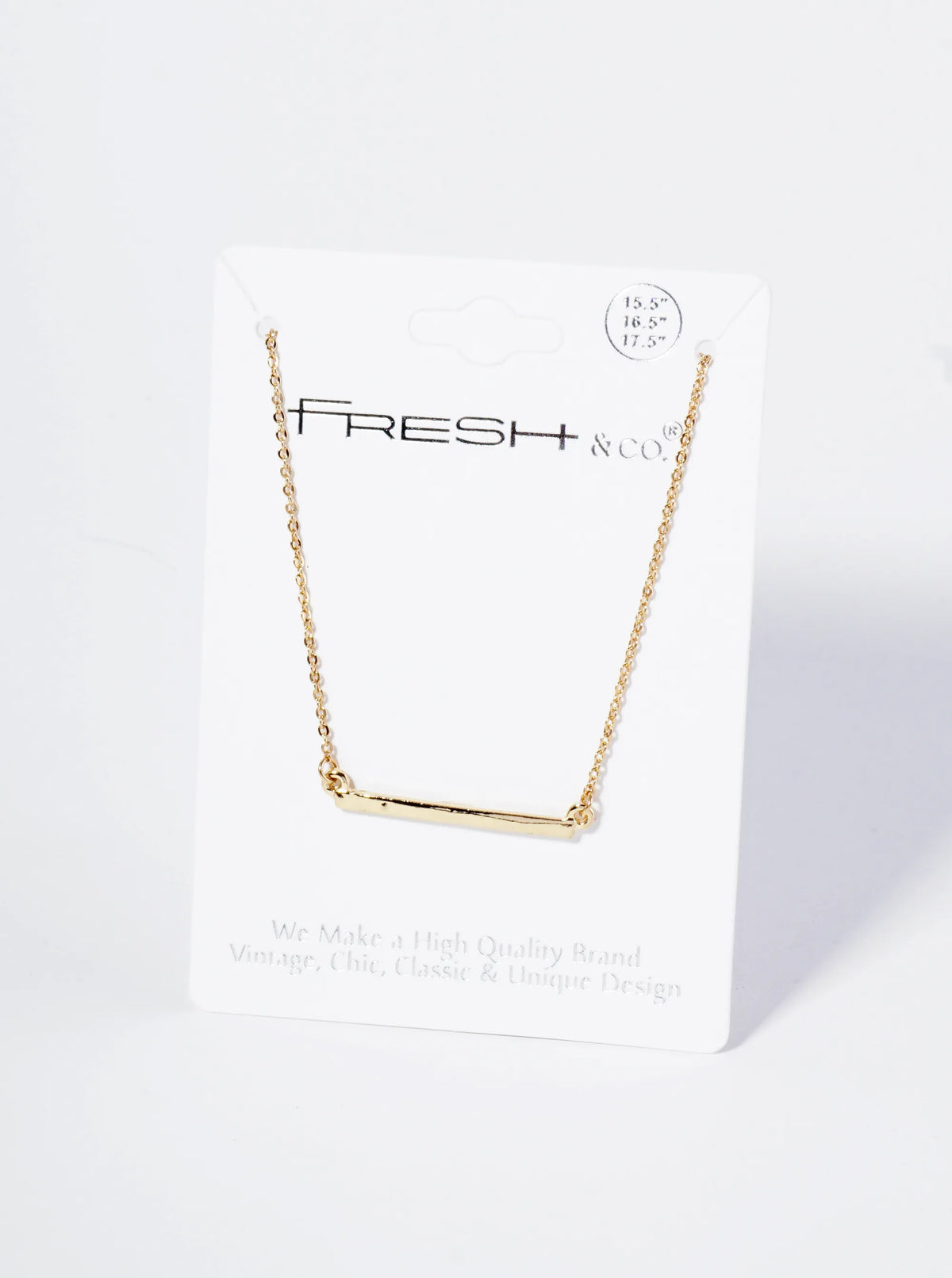 Polished Metal 1 Inch Horizontal Bar Pendant Necklace