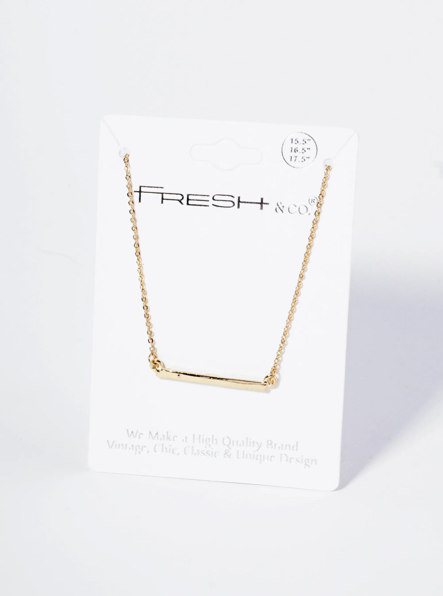 Polished Metal 1 Inch Horizontal Bar Pendant Necklace