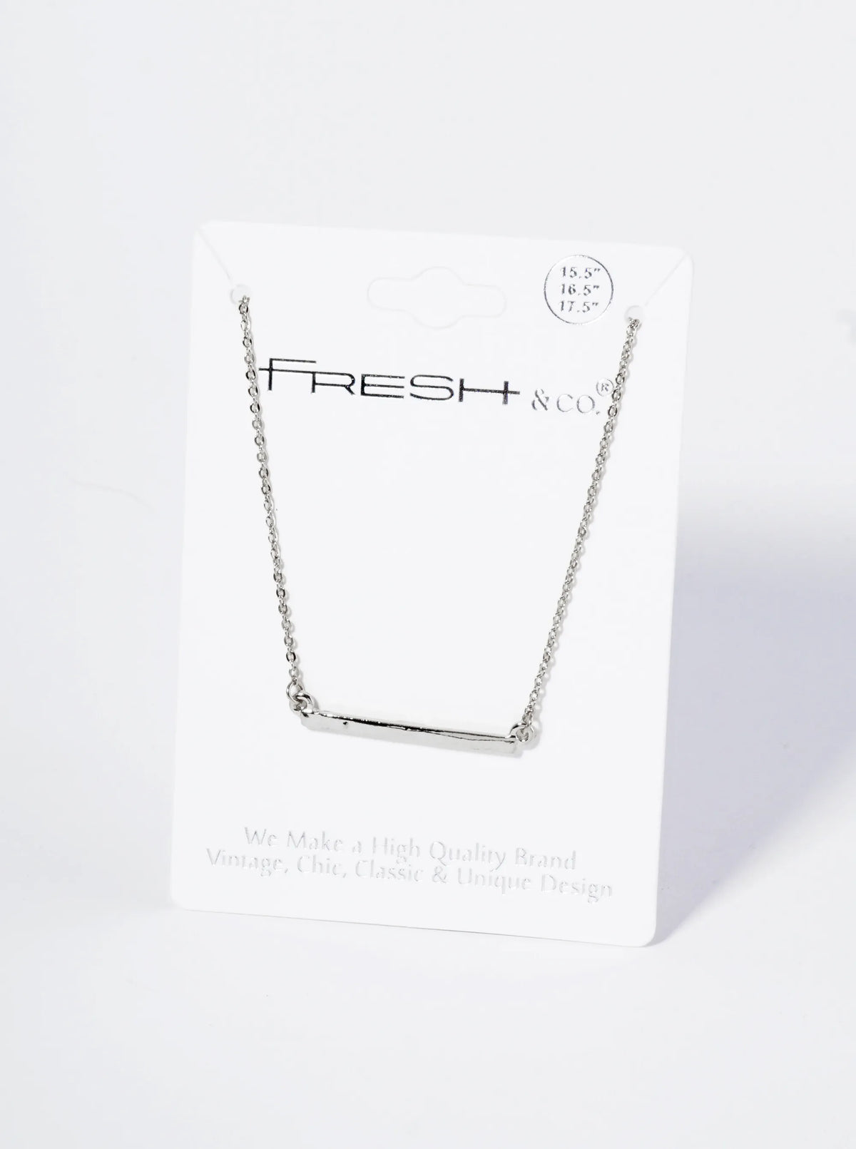 Polished Metal 1 Inch Horizontal Bar Pendant Necklace