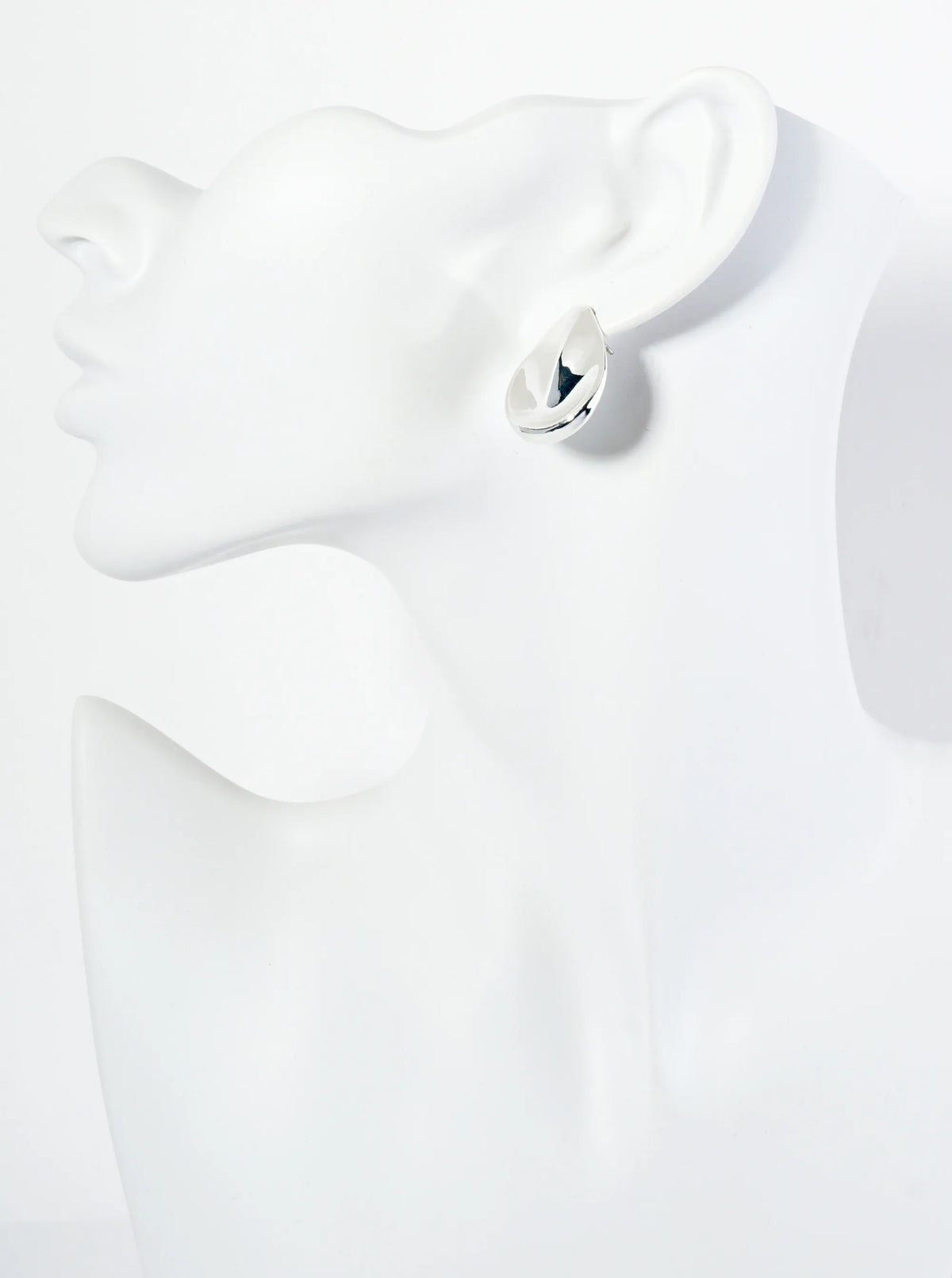 Polished Metal 1 Inch Teardrop Post Stud Earrings