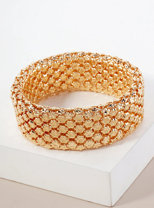 Polished Metal 1-inch-Wide Stretch Bracelet