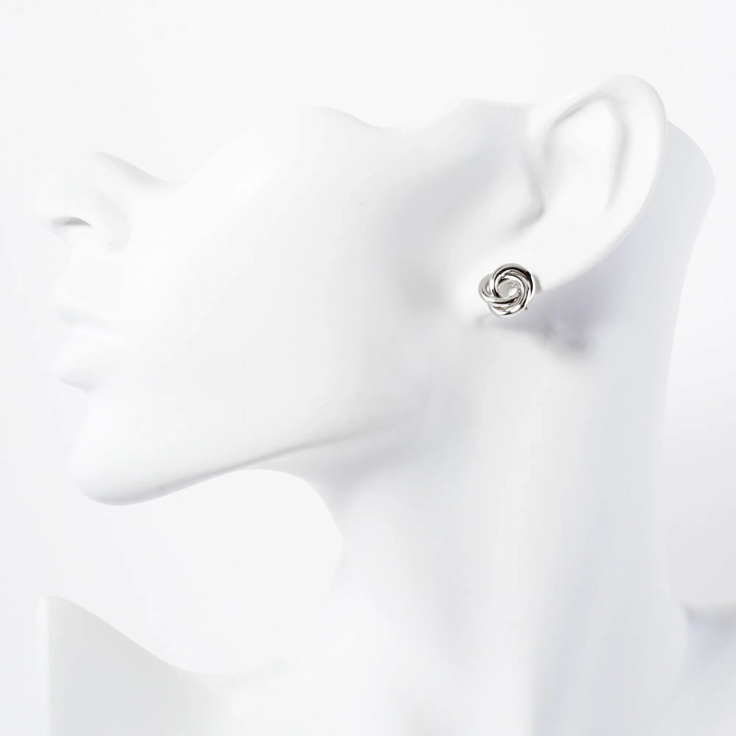 Polished Metal 11mm Love-Knot Stud Earrings