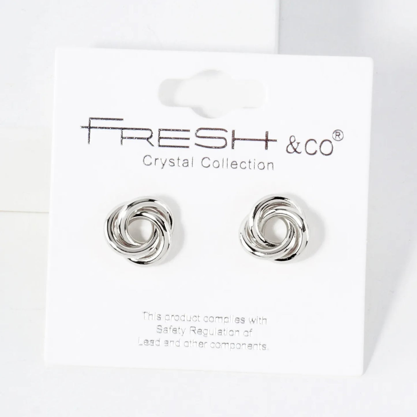 Polished Metal 11mm Love-Knot Stud Earrings