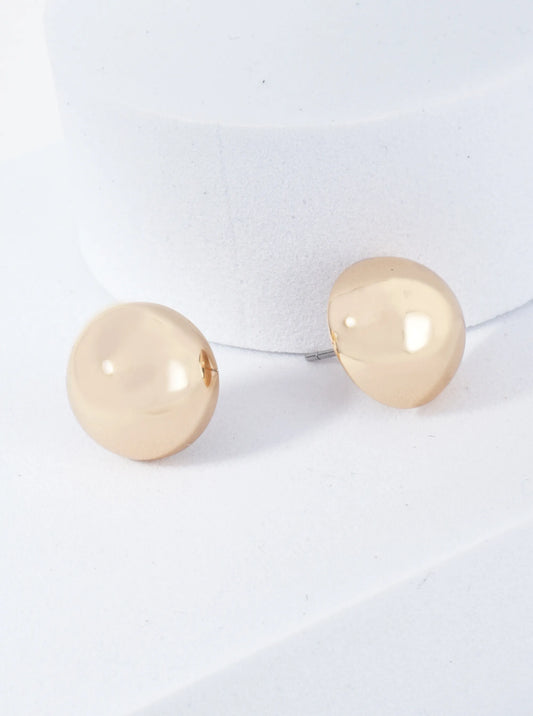 Polished Metal 13mm Button Stud Earrings