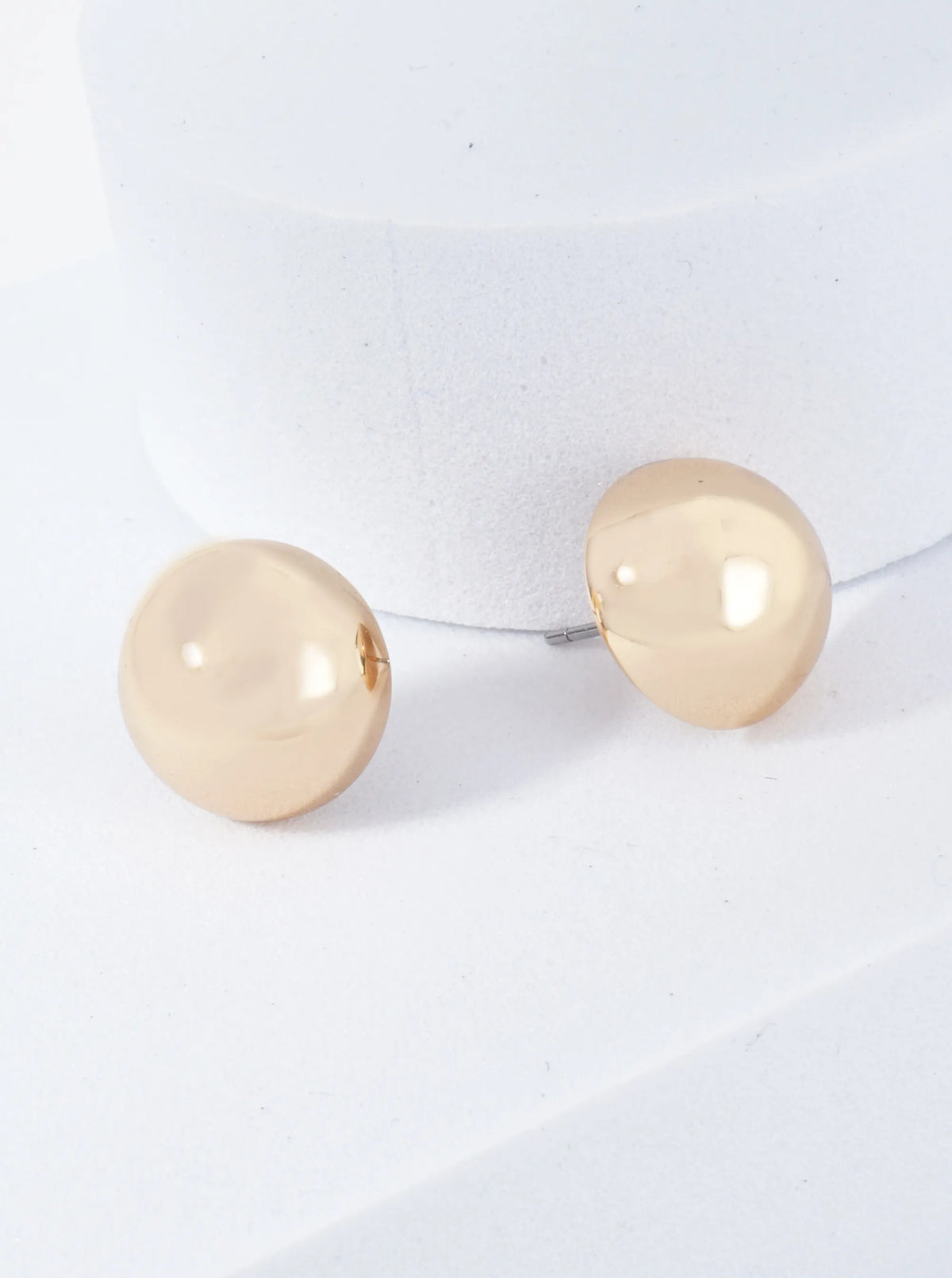 Polished Metal 13mm Button Stud Earrings