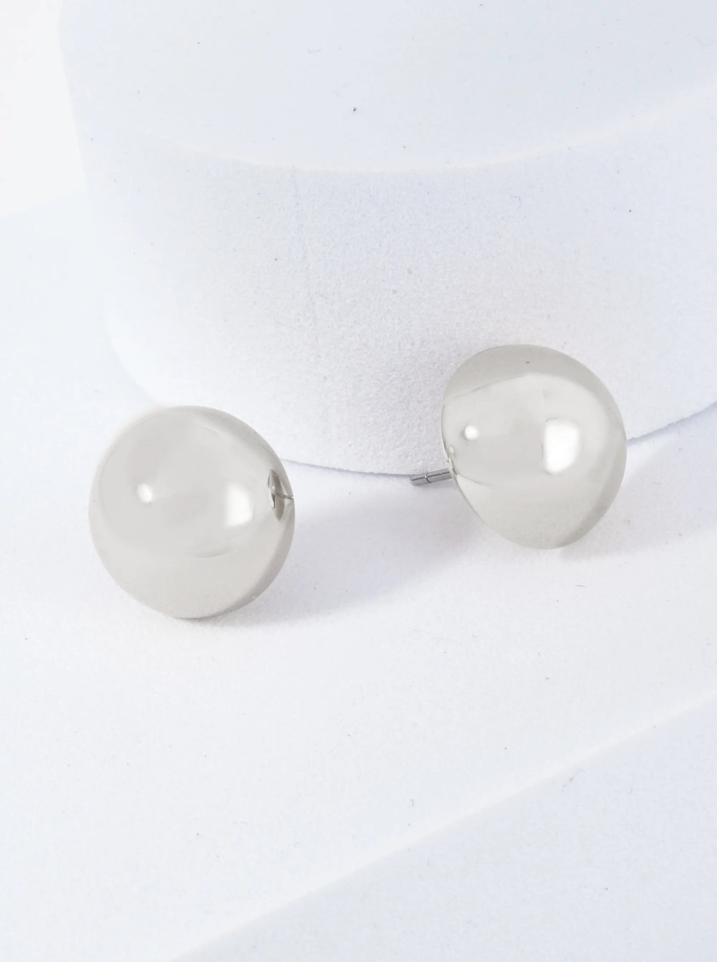 Polished Metal 13mm Button Stud Earrings