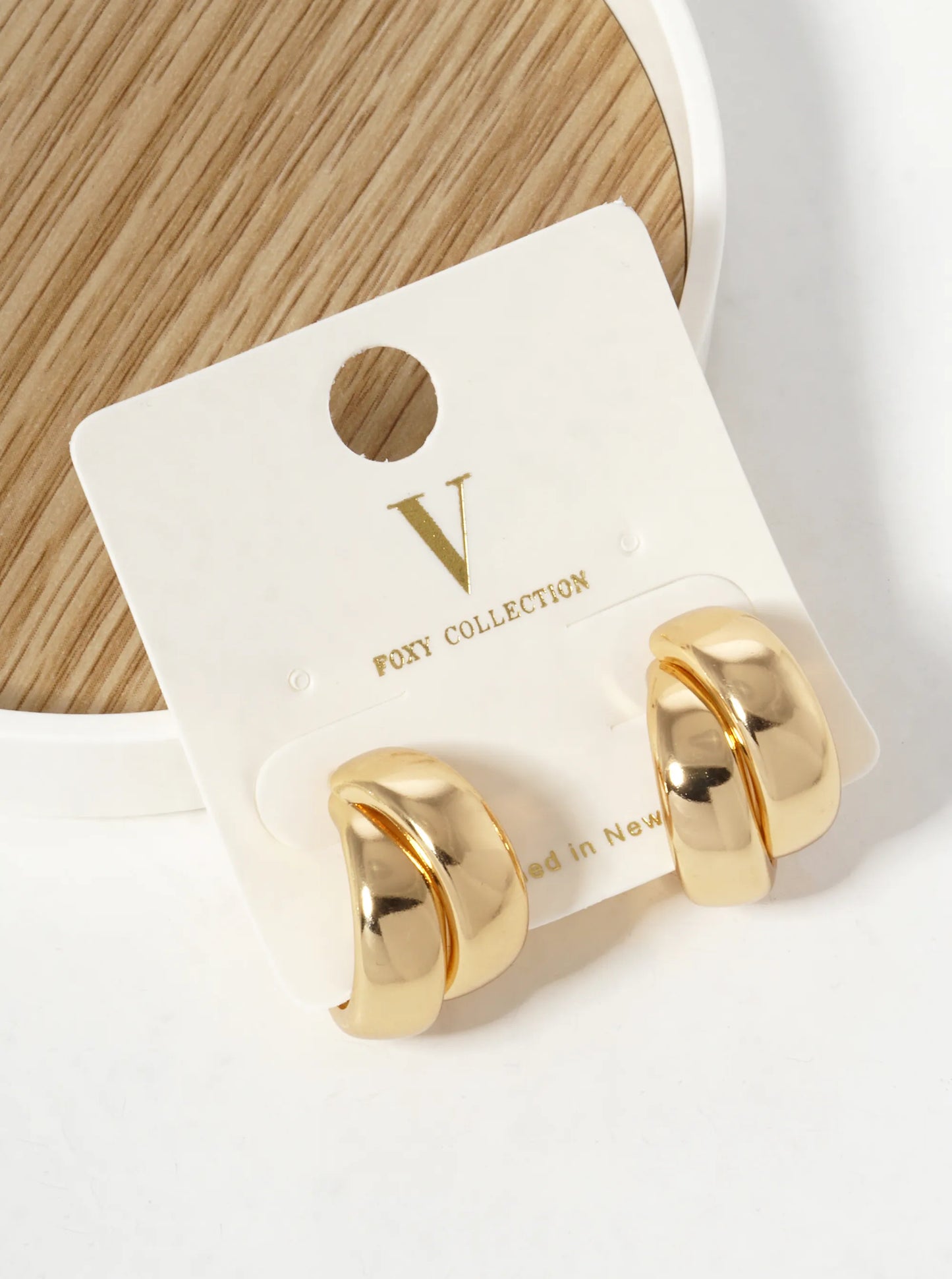 Polished Metal 15mm Bold Overlap Hoop Earrings