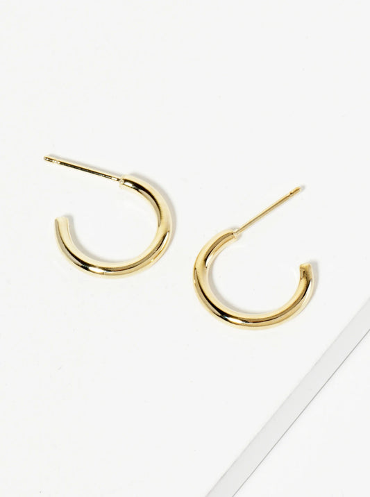 Polished Metal 15mm Thin Open Hoop Earrings