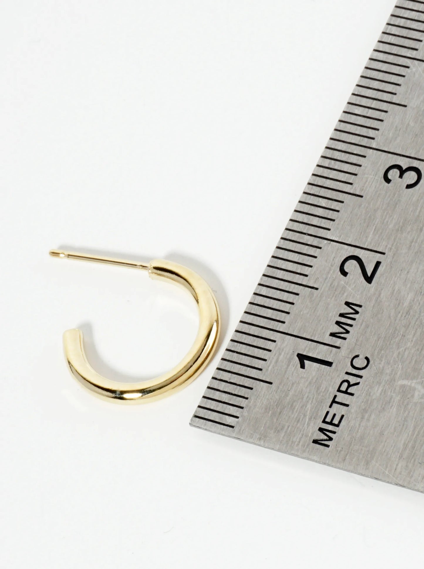 Polished Metal 15mm Thin Open Hoop Earrings