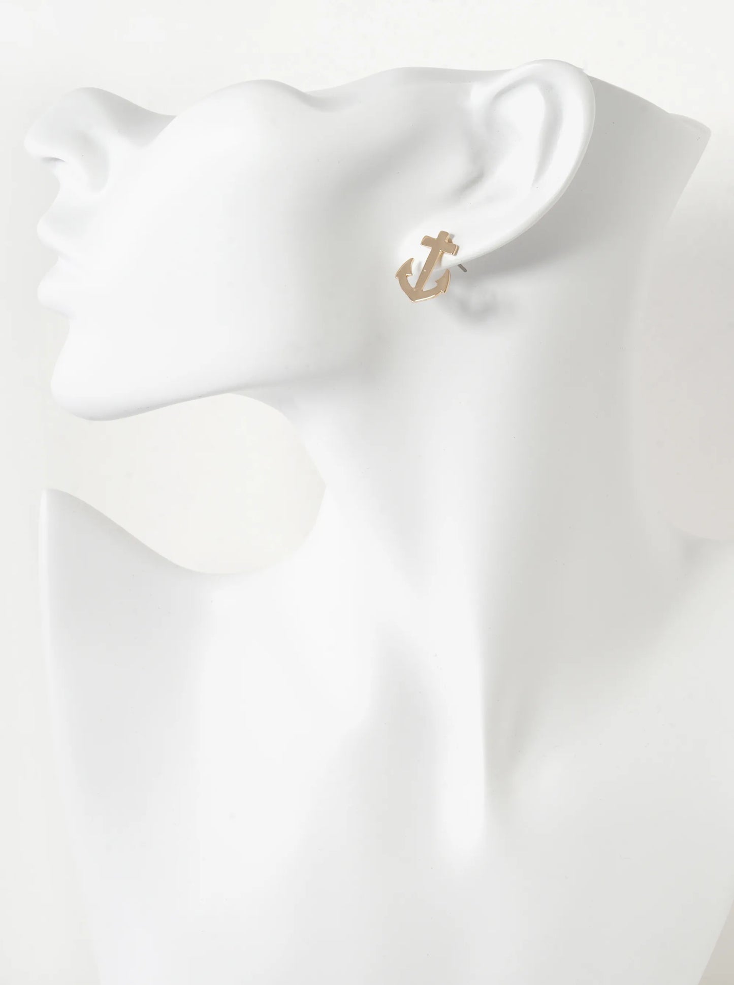 Polished Metal 17mm Anchor Nautical Stud Earrings