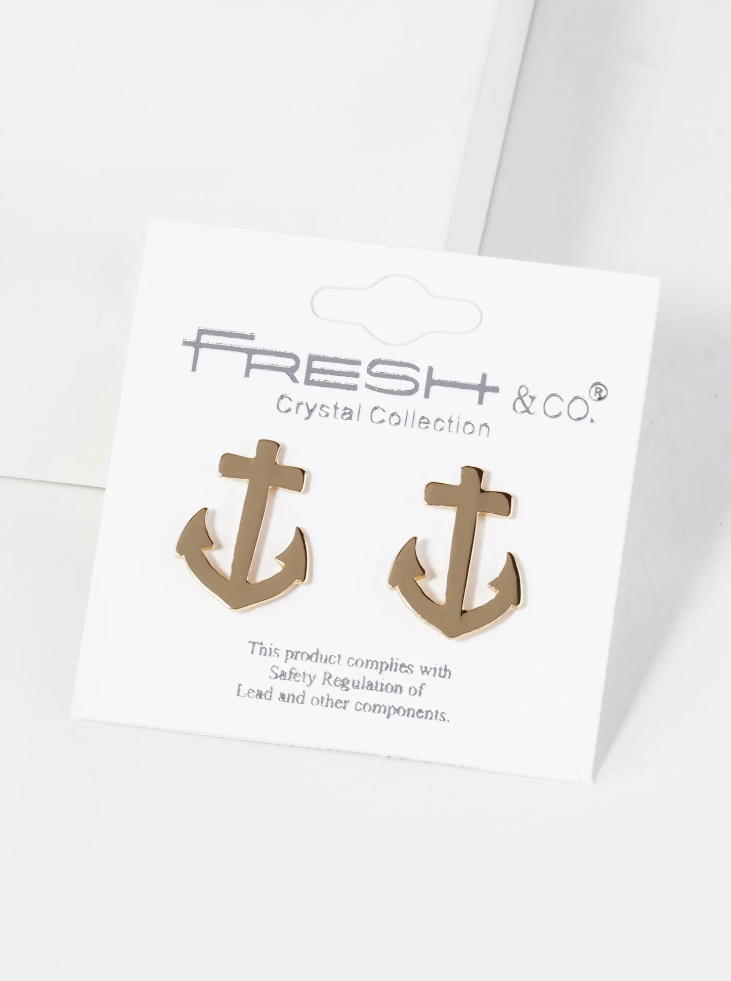 Polished Metal 17mm Anchor Nautical Stud Earrings