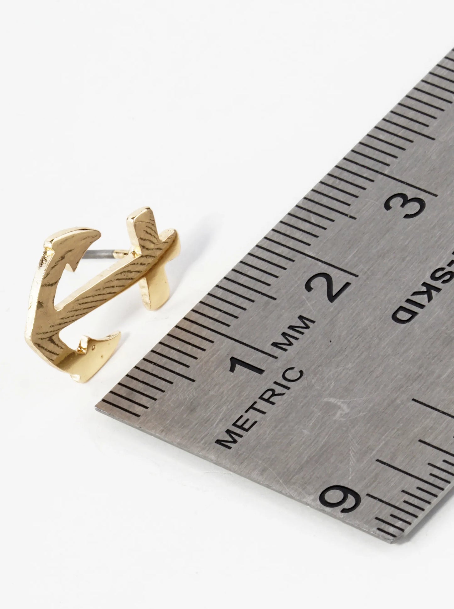 Polished Metal 17mm Anchor Nautical Stud Earrings