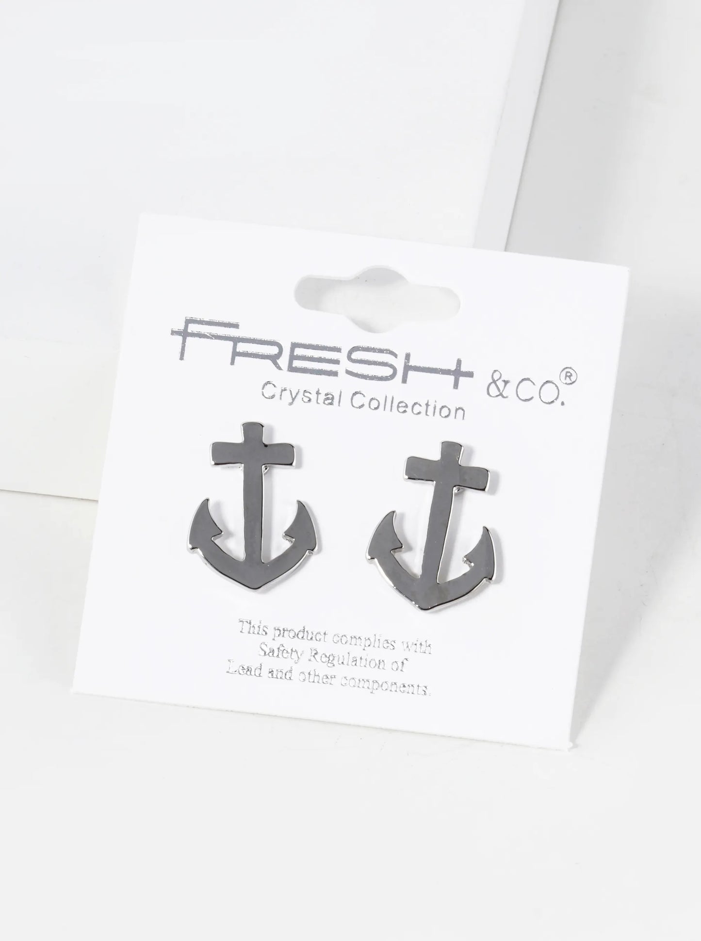 Polished Metal 17mm Anchor Nautical Stud Earrings