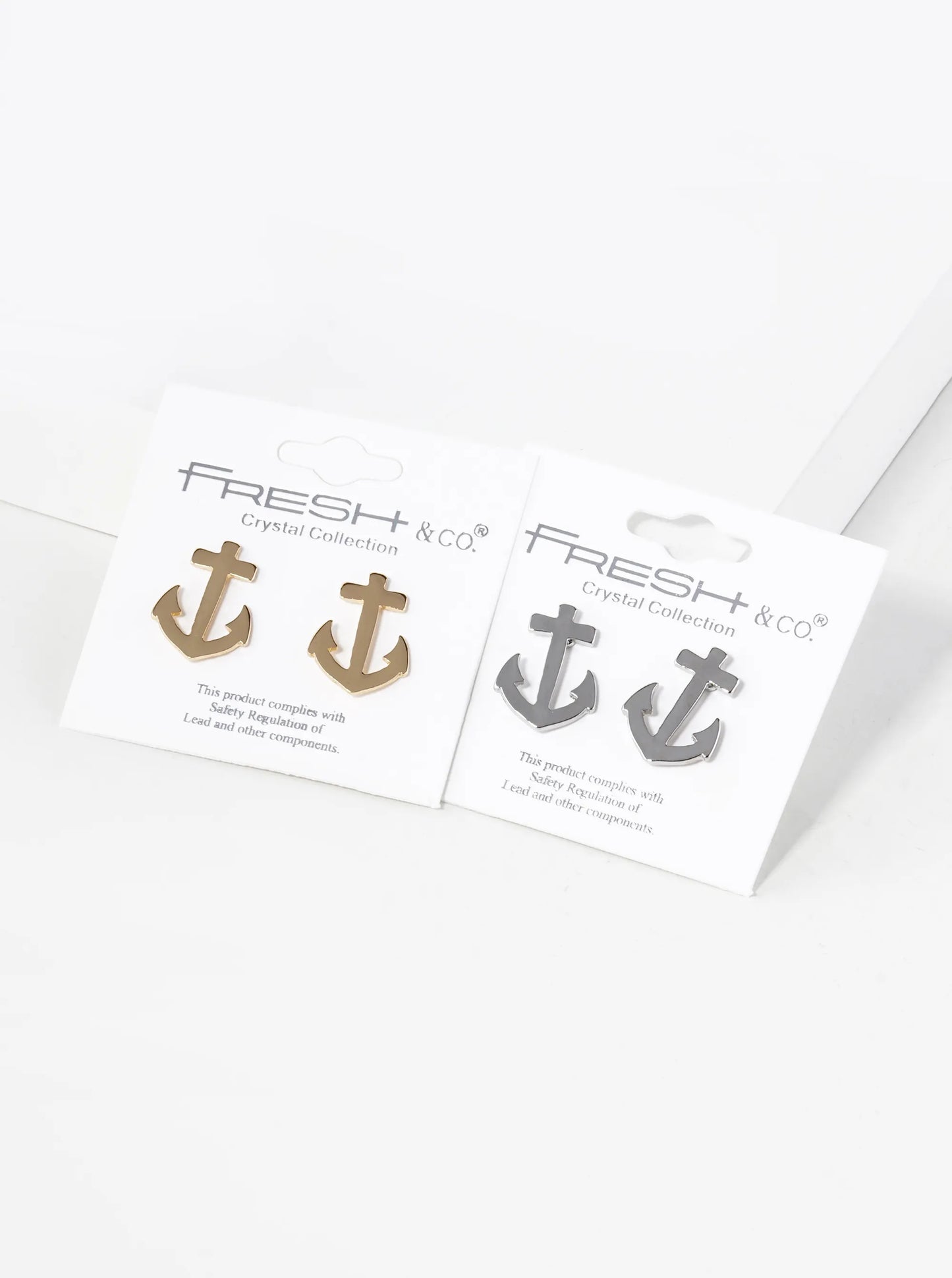 Polished Metal 17mm Anchor Nautical Stud Earrings