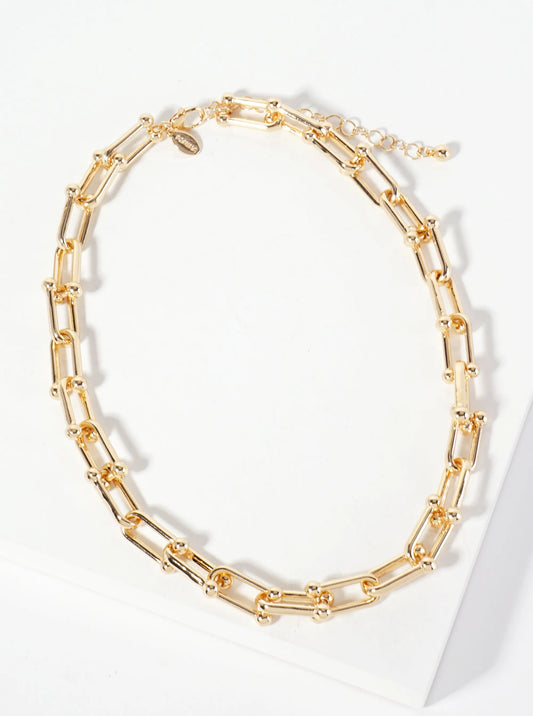 Polished Metal 18mm Horseshoe Chain Necklace
