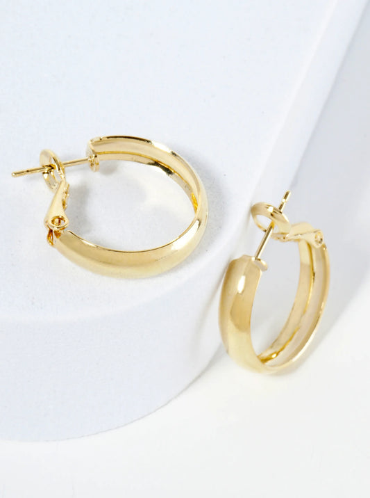 Polished Metal 20mm Latch Back Hoop Earrings