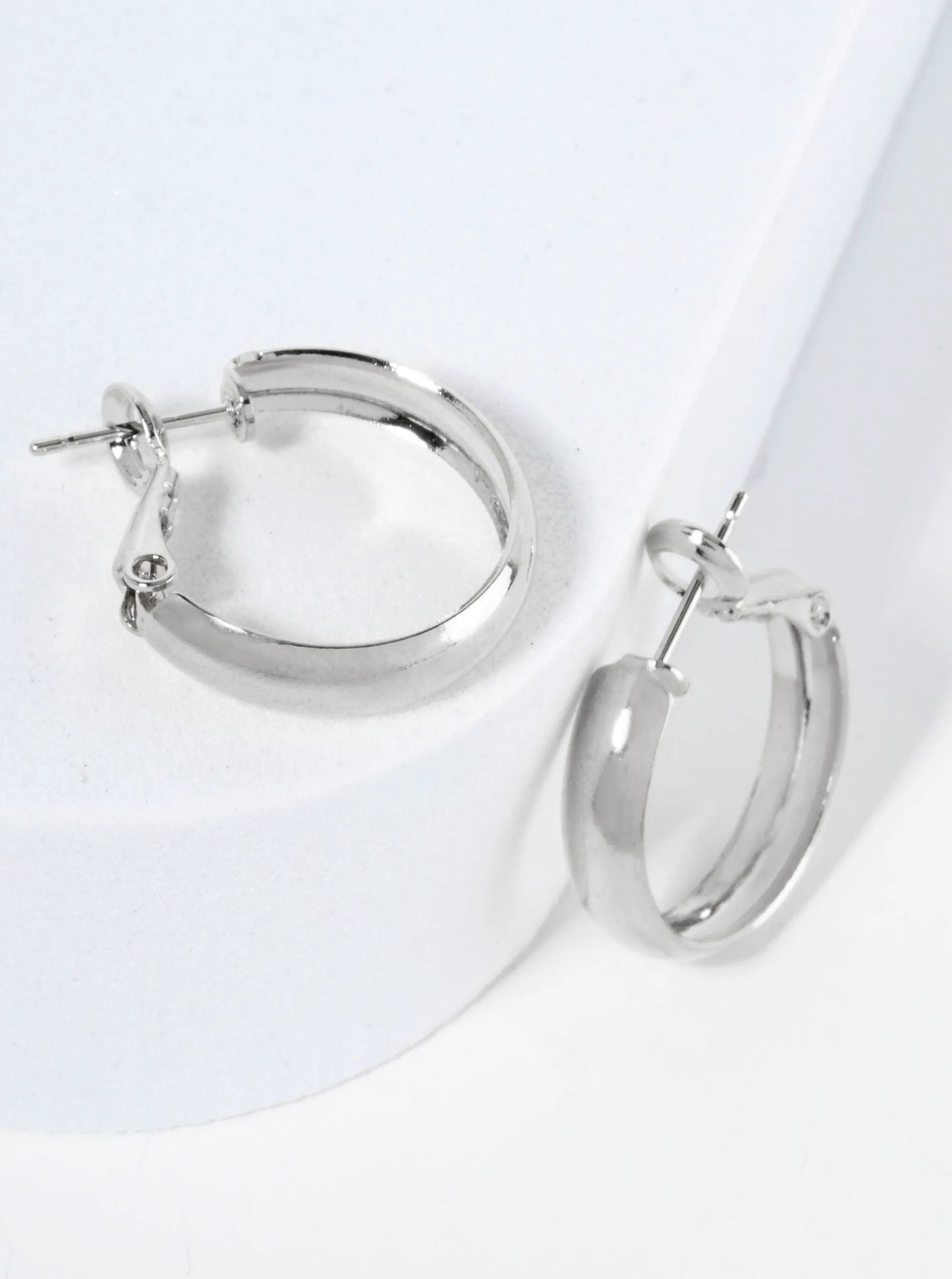 Polished Metal 20mm Latch Back Hoop Earrings