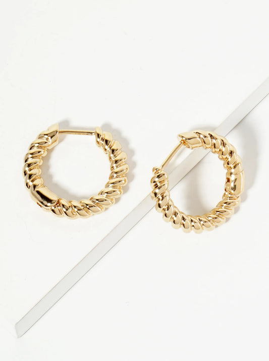 Polished Metal 20mm Rope Textured Hoop Earrings