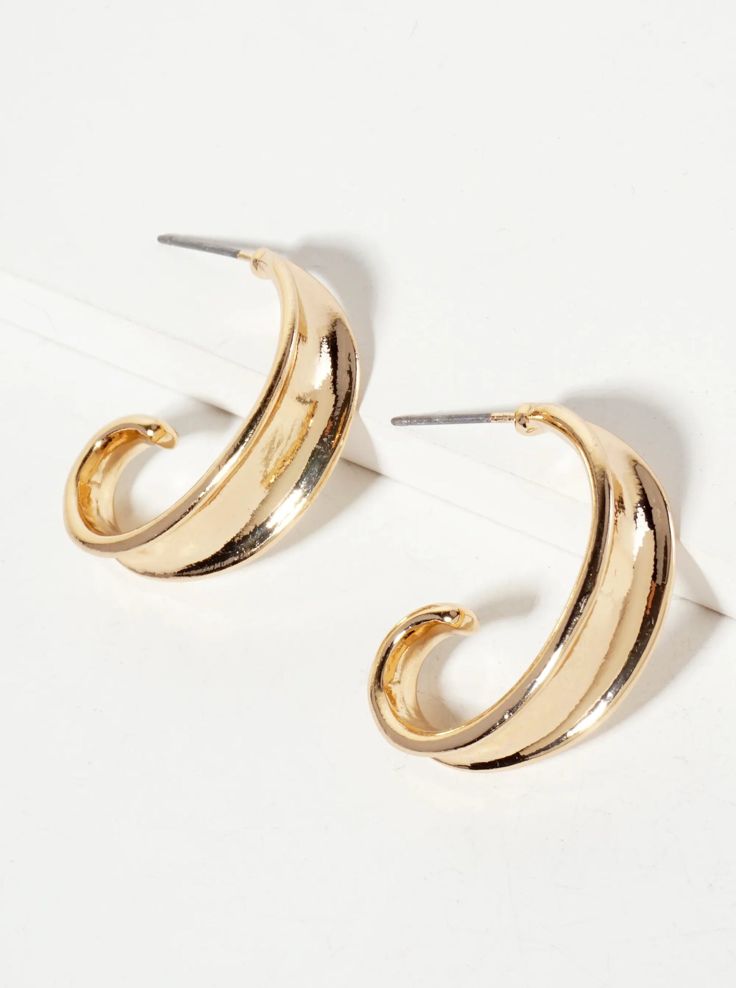Polished Metal 25mm Organic Open Hoop Earrings