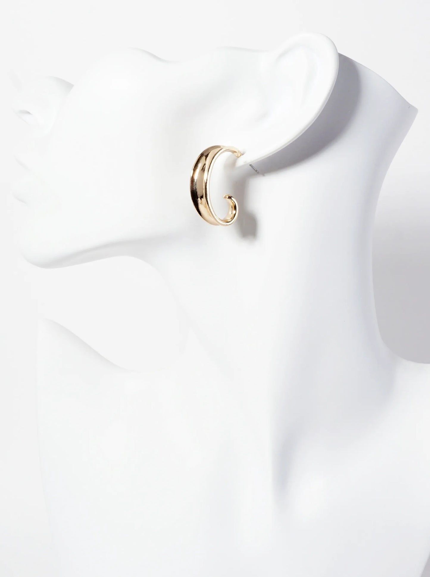 Polished Metal 25mm Organic Open Hoop Earrings