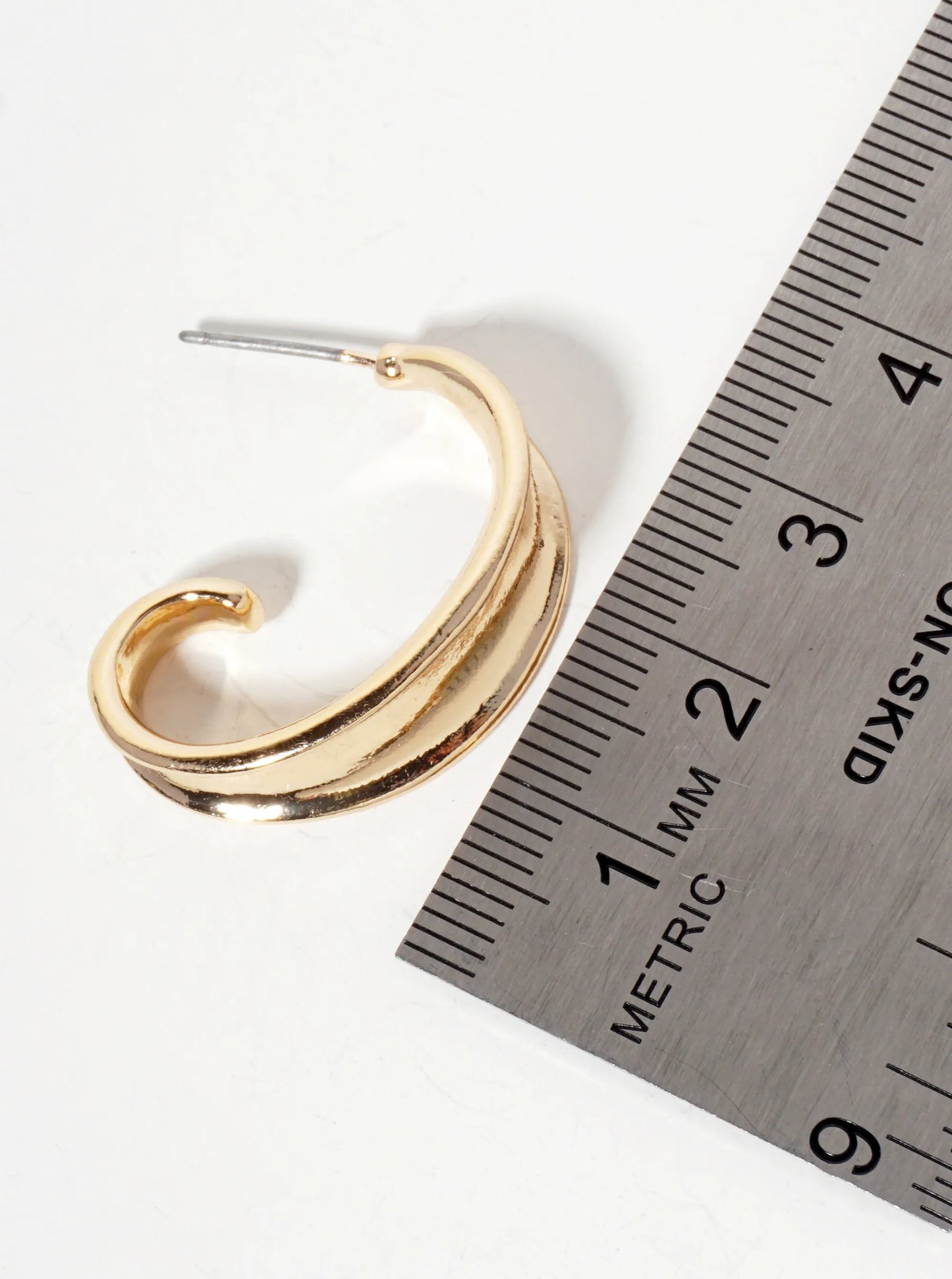 Polished Metal 25mm Organic Open Hoop Earrings