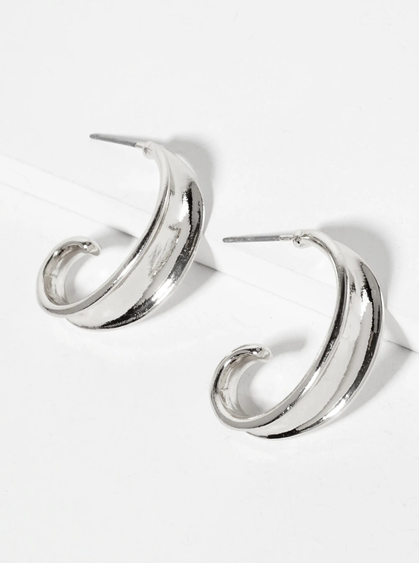 Polished Metal 25mm Organic Open Hoop Earrings