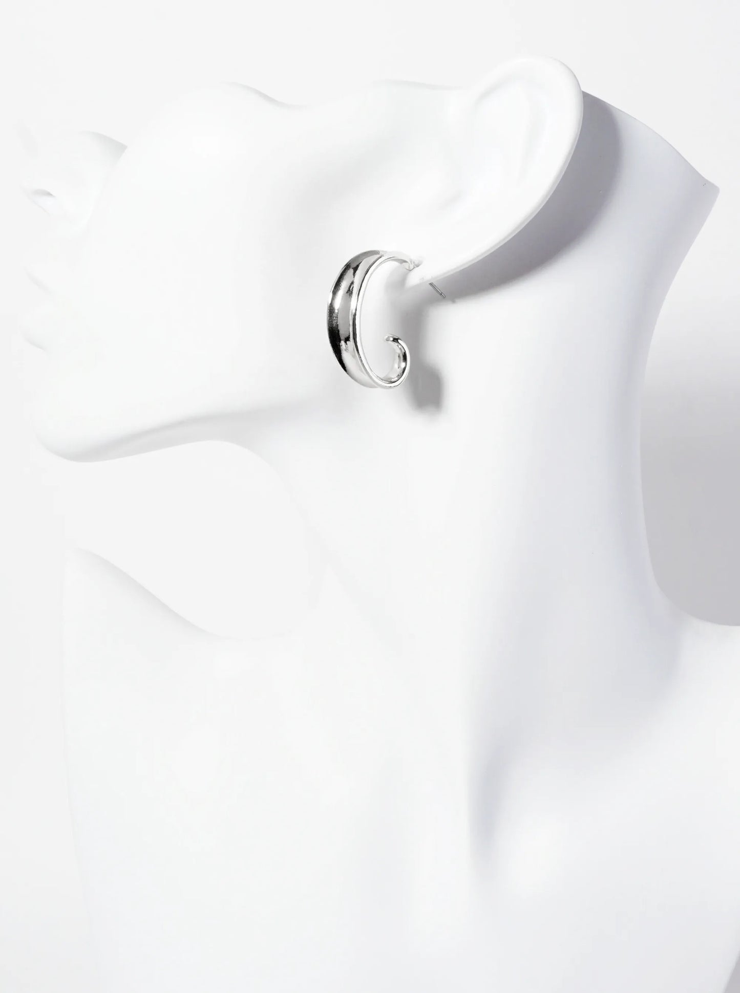 Polished Metal 25mm Organic Open Hoop Earrings