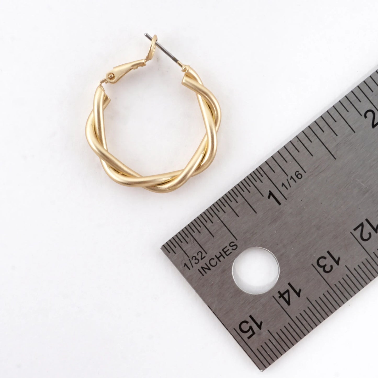 Polished Metal 25mm Twist Omega-Back Hoop Earrings