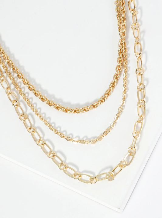 Polished Metal 3-Layer Chain Necklace