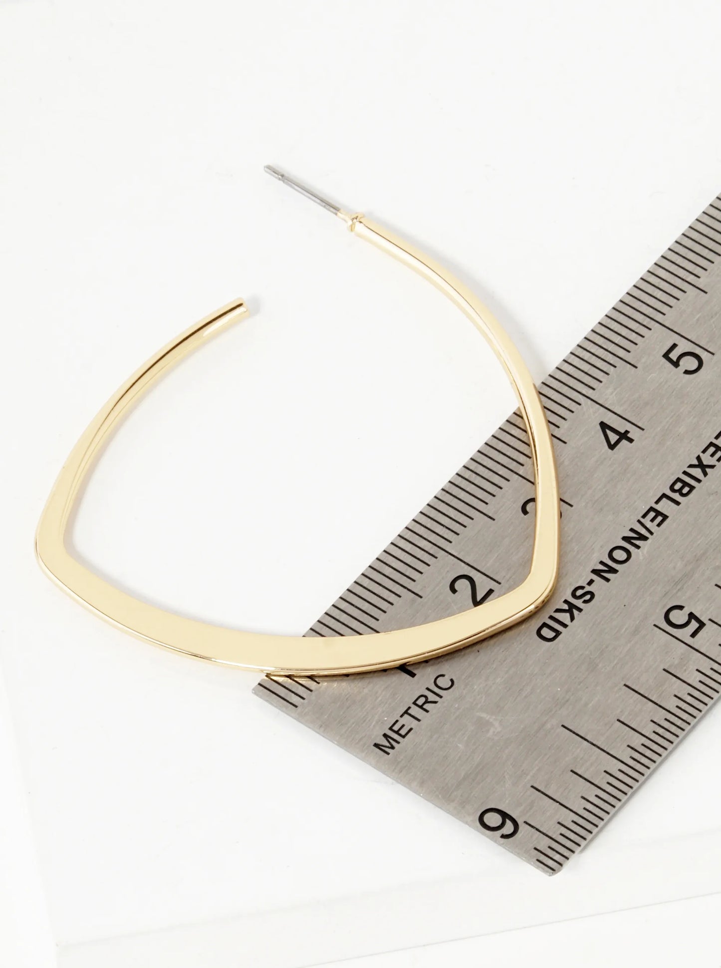 Polished Metal 45mm Flat Tapered Edgy Hoop Earrings