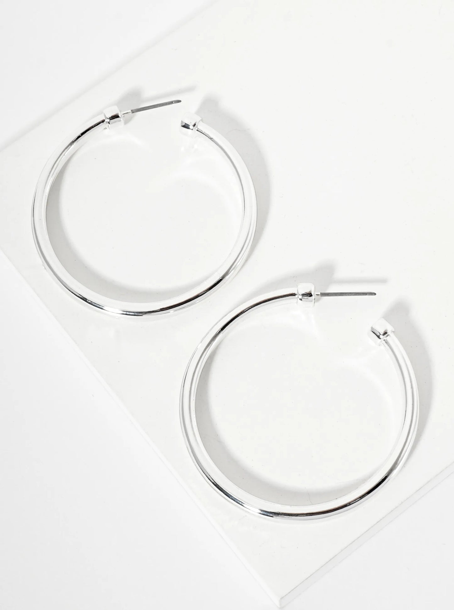 Polished Metal 45mm Open Hoop Earrings