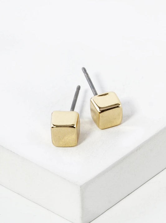 Polished Metal 4mm Square Stud Earrings