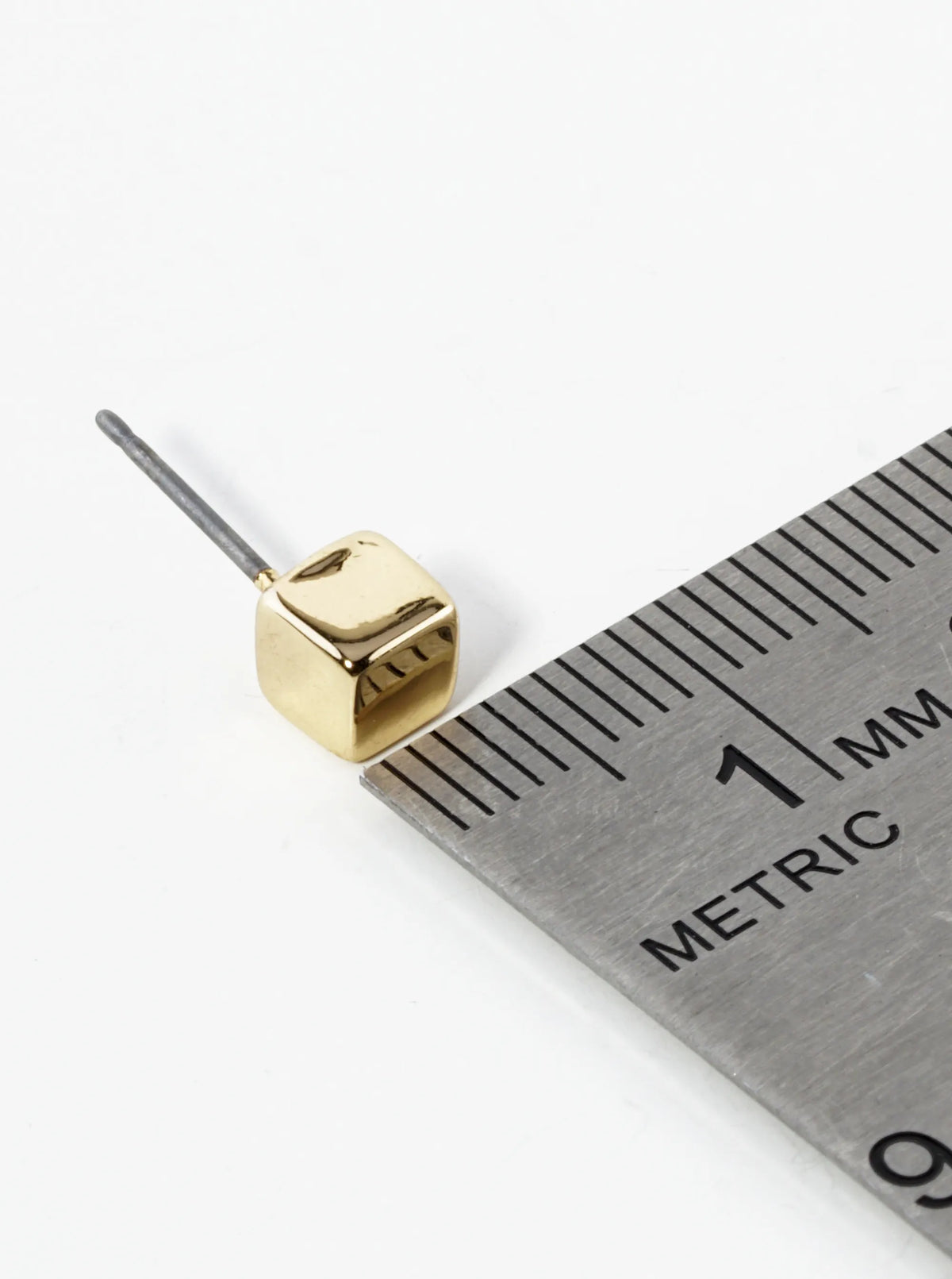 Polished Metal 4mm Square Stud Earrings