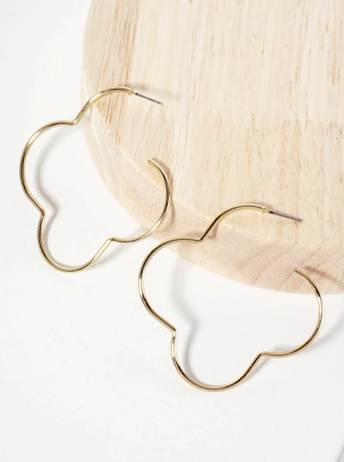 Polished Metal 55mm Quatrefoil Open Hoop Earrings