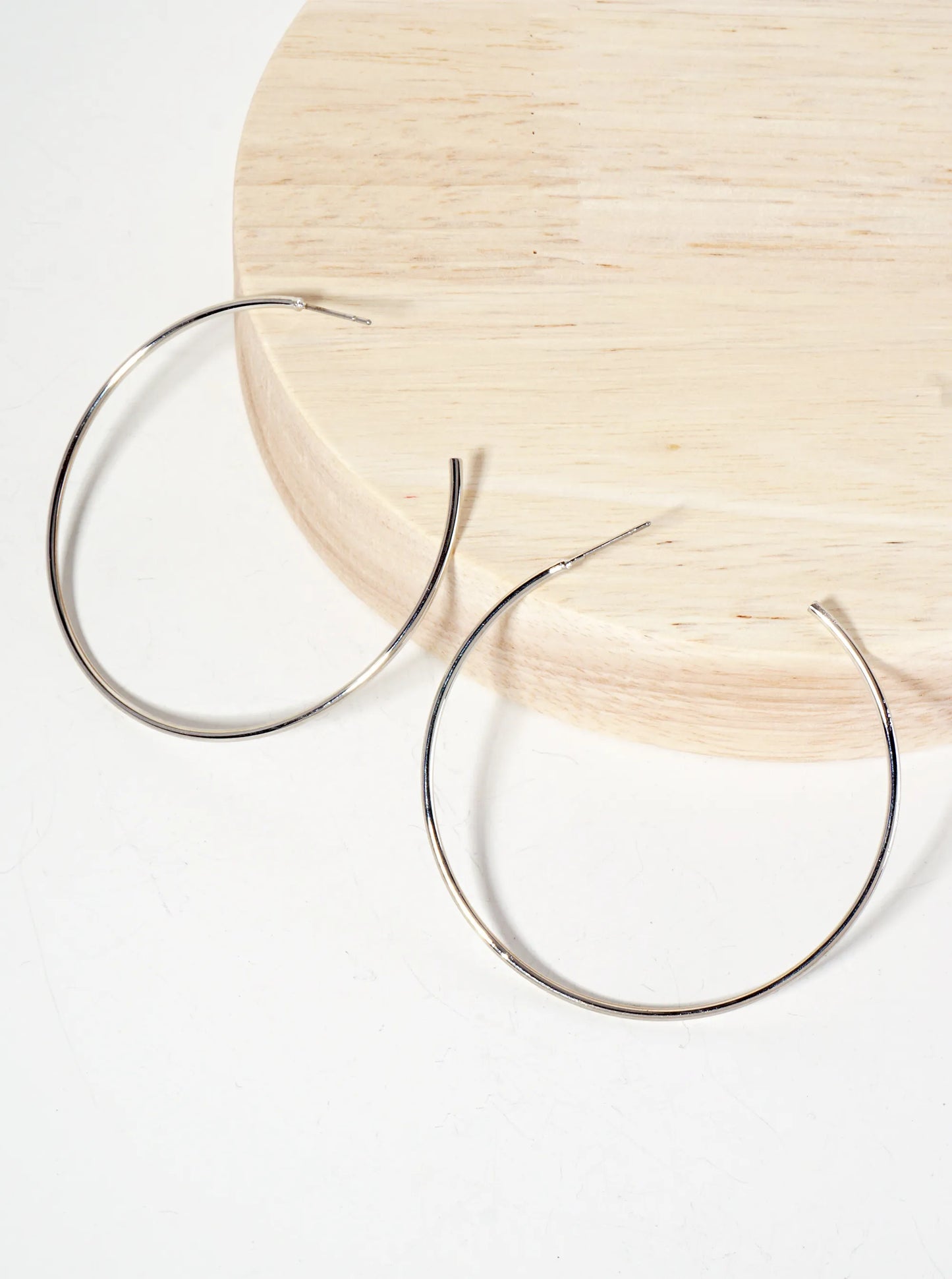 Polished Metal 55mm Sleek Open Hoop Earrings