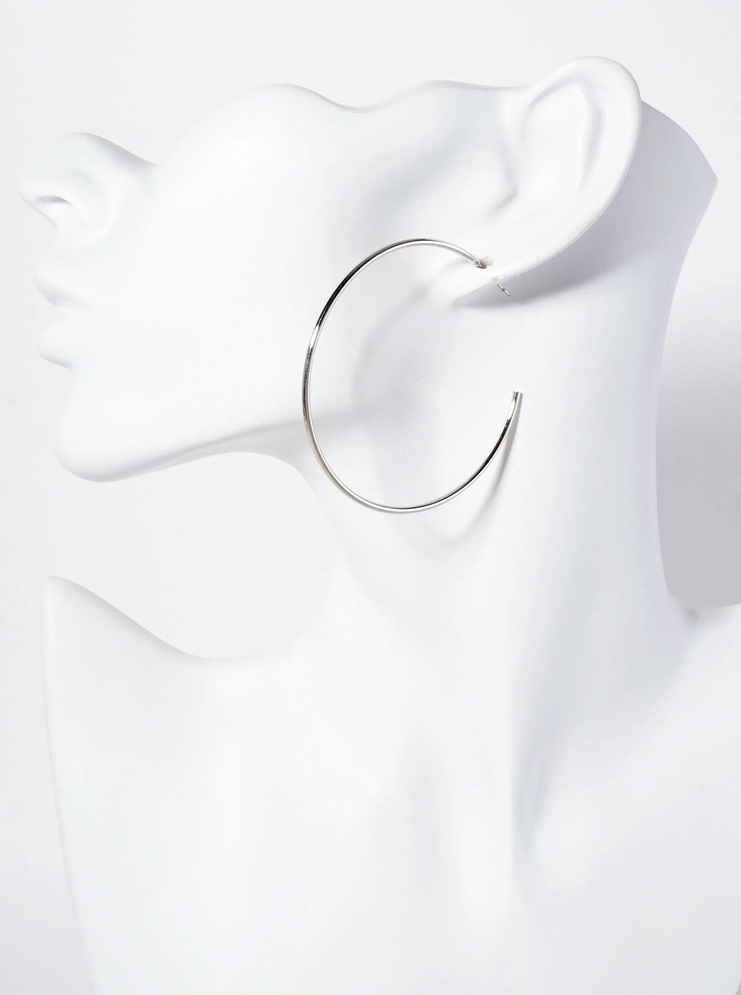 Polished Metal 55mm Sleek Open Hoop Earrings