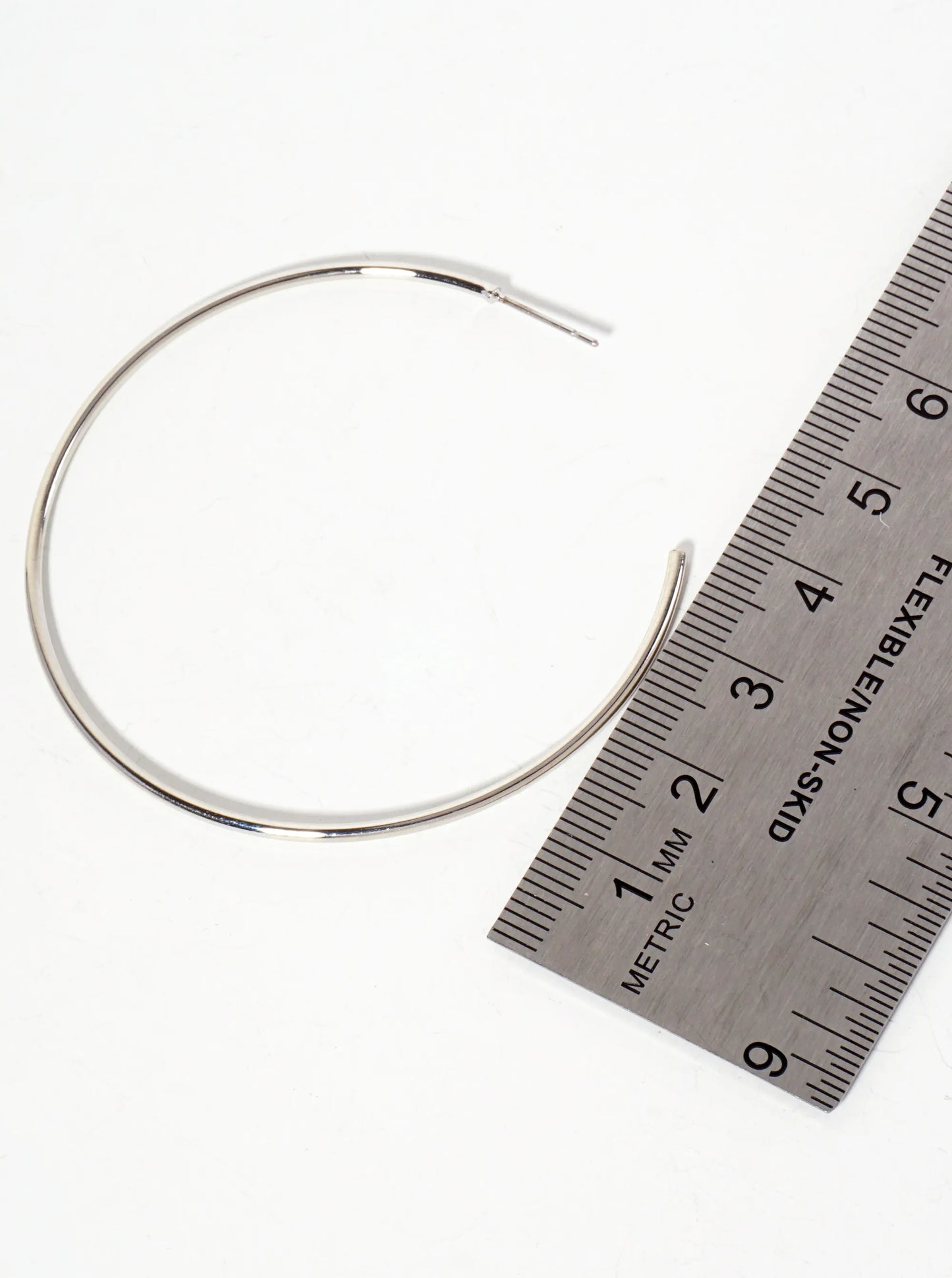 Polished Metal 55mm Sleek Open Hoop Earrings