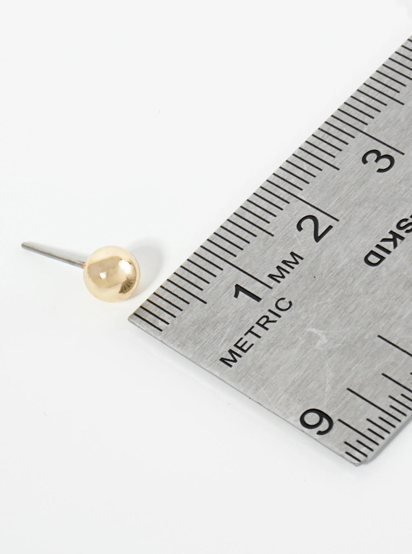Polished Metal 6mm Brass Ball Stud Earrings