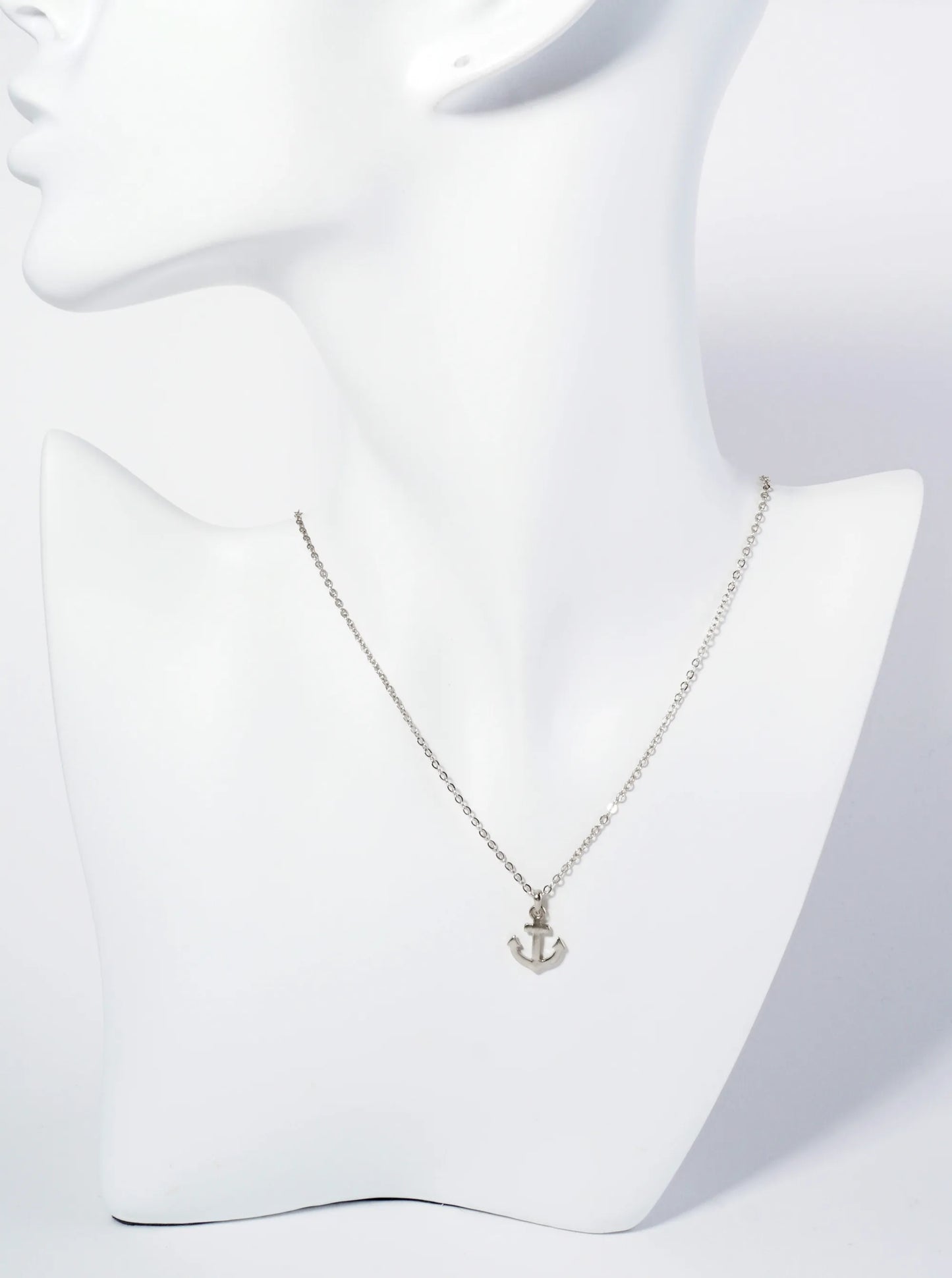 Polished Metal Anchor Pendant Necklace
