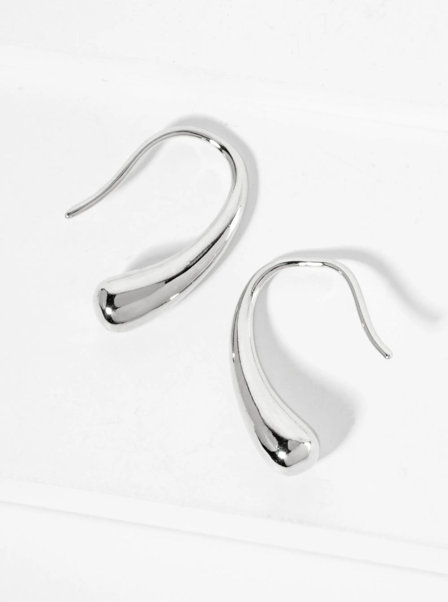 Polished Metal Artistic 3D Teardrop-Shaped Earrings