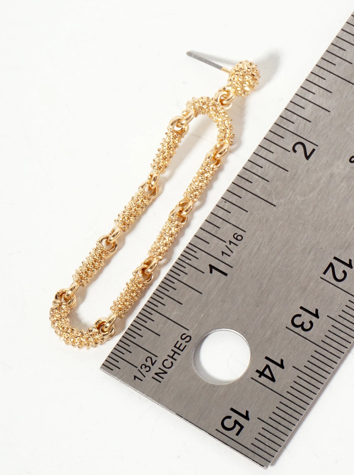 Polished Metal Ball-Texture Oval-Shaped Dangle Earrings