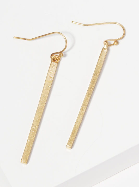 Polished Metal Bar Dangle Drop Earrings