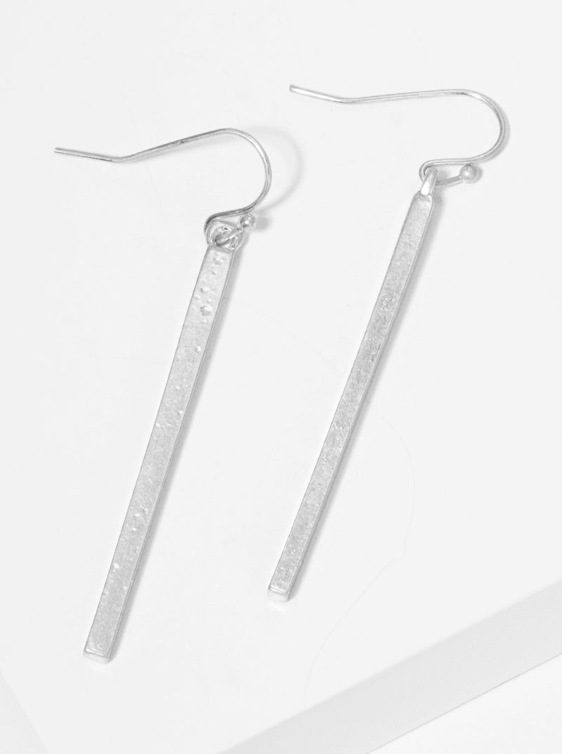 Polished Metal Bar Dangle Drop Earrings