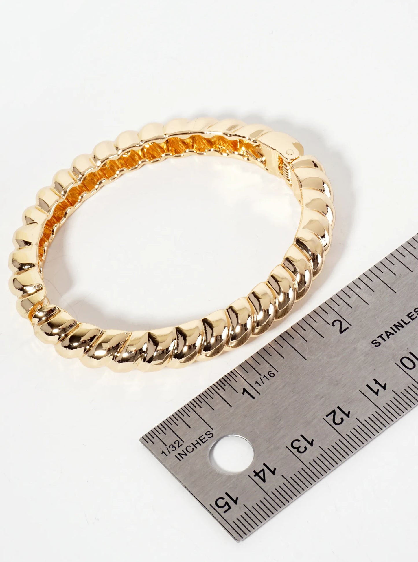 Polished Metal Braided Chunky Hinged Bangle Bracelet